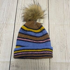 Aerie Multicolor Striped Beanie with Pom-Pom